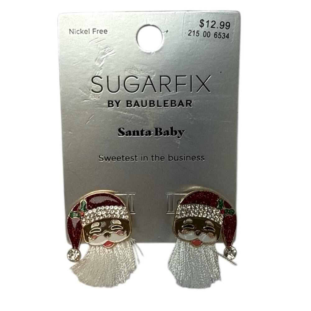 BaubleBar Red and White Santa Hat Earrings NEW